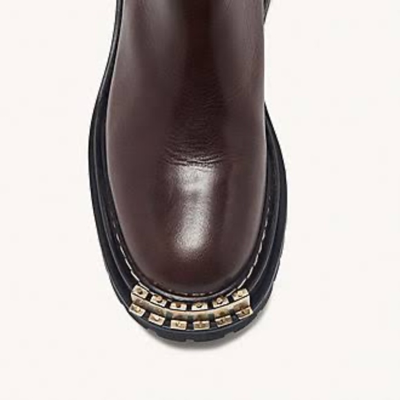 SANDRO Noha Leather Chelsea Boots Notched Gold size 38 39 7.5 - Picture 5 of 14